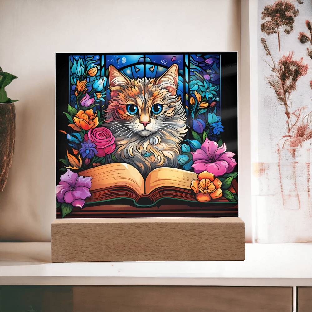 Cat Stained Glass Sqaure Acrylic 6