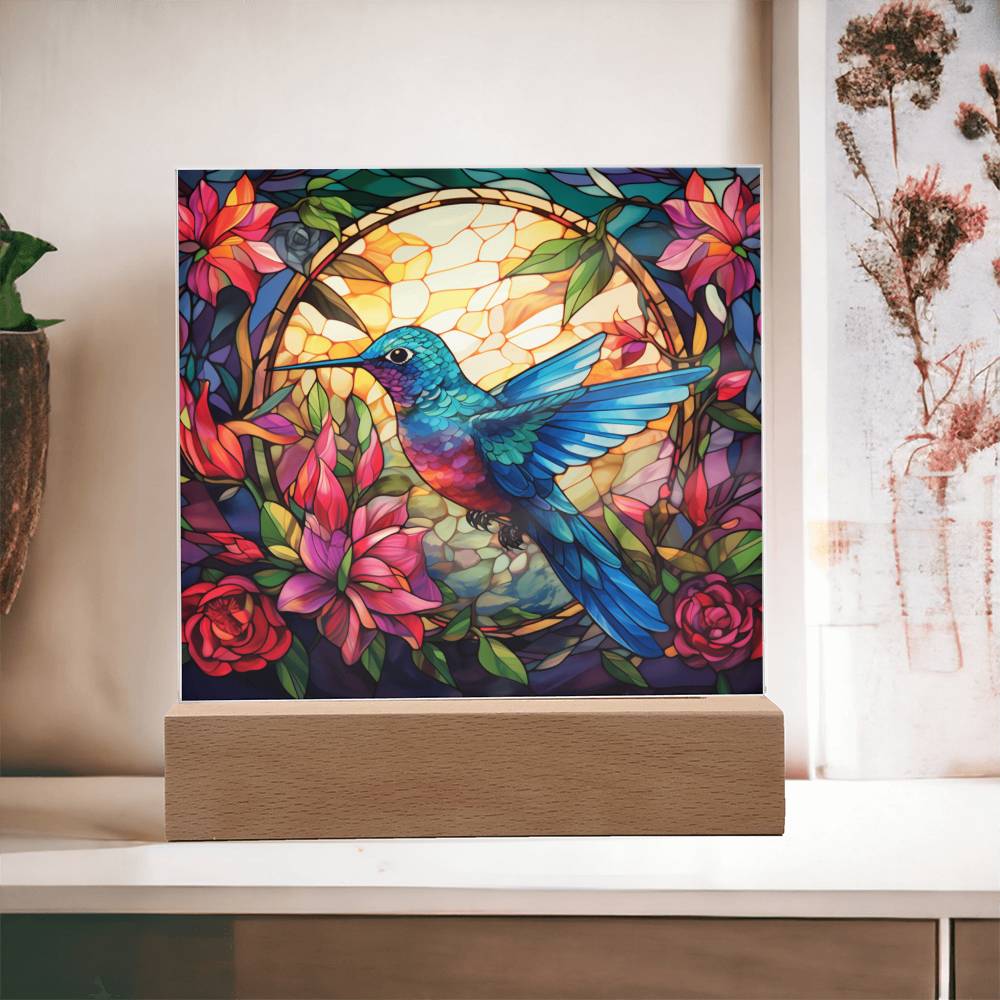 Hummingbird Stained Glass Sqaure Acrylic 2