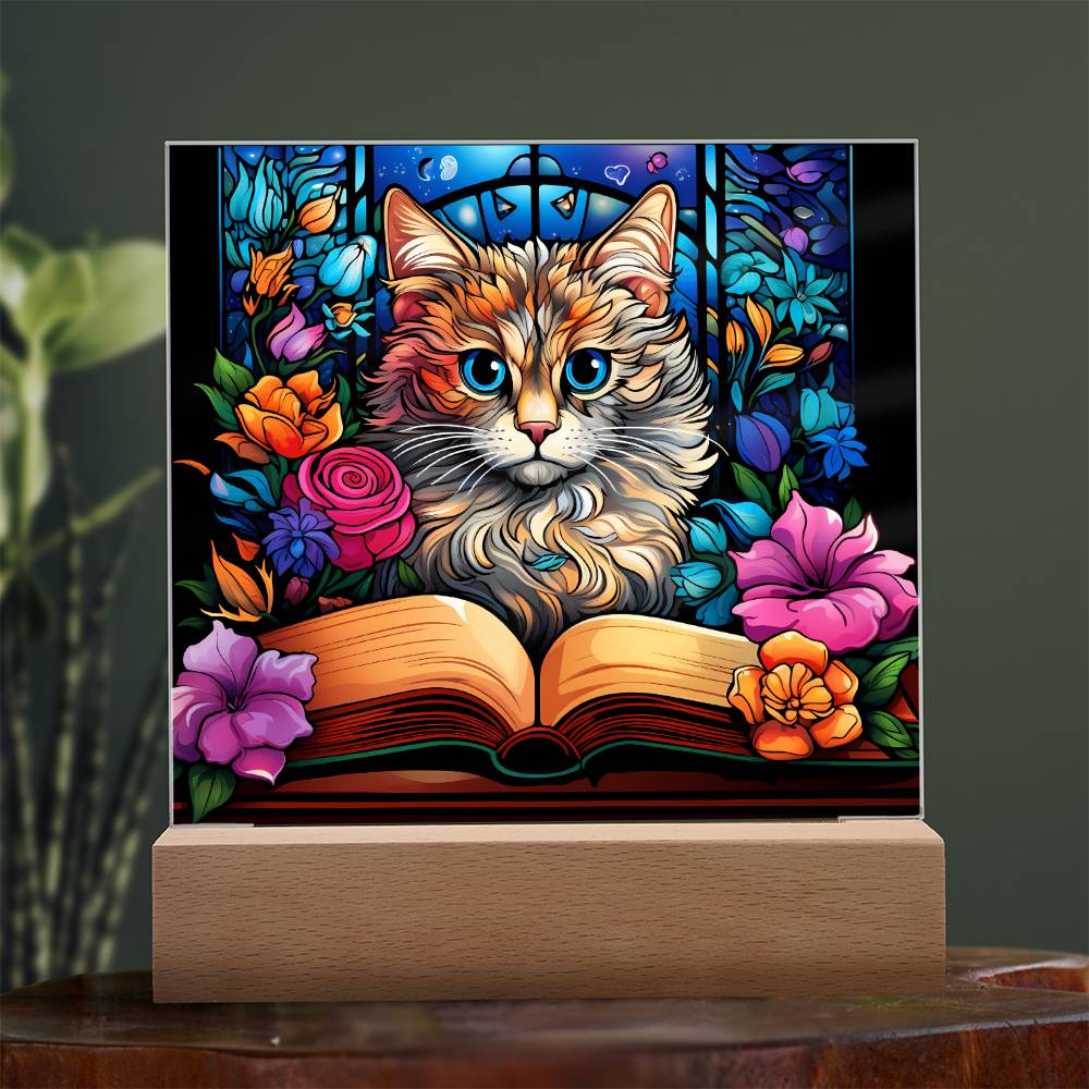 Cat Stained Glass Sqaure Acrylic 6
