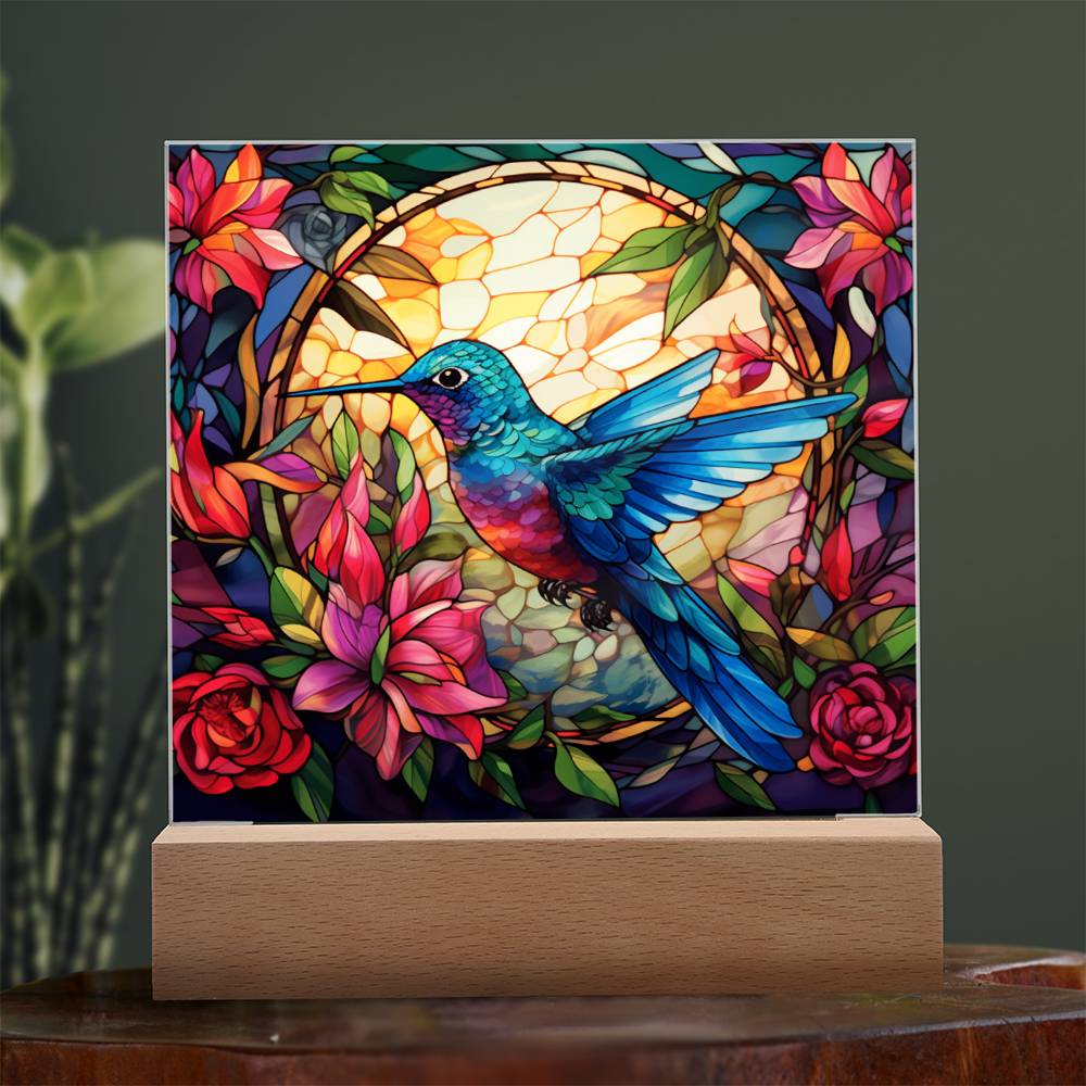 Hummingbird Stained Glass Sqaure Acrylic 2
