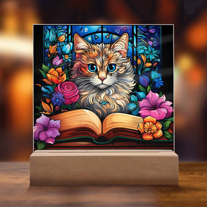 Cat Stained Glass Sqaure Acrylic 6