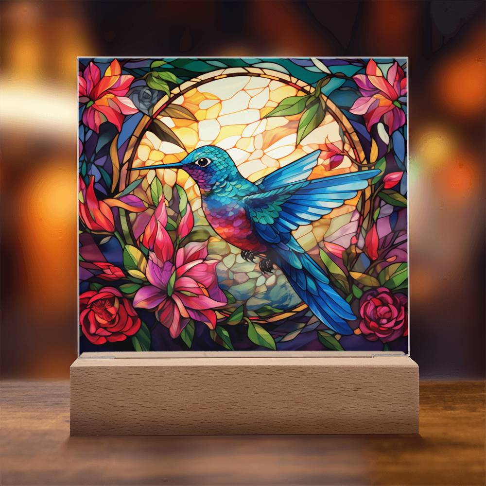 Hummingbird Stained Glass Sqaure Acrylic 2