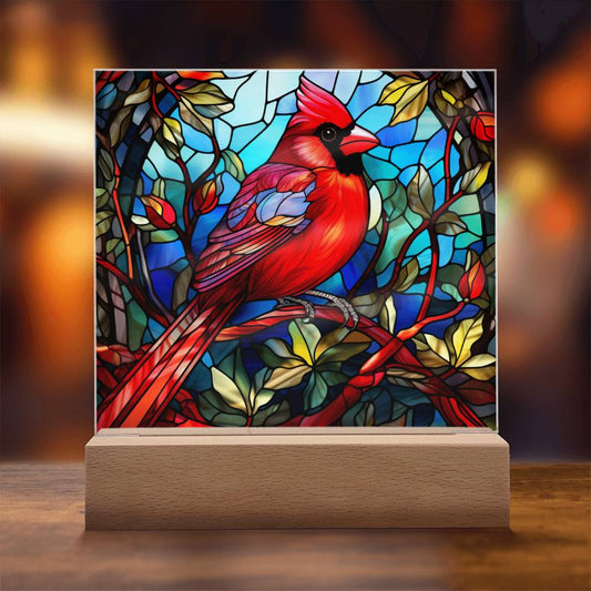 Cardinal Stained Glass Sqaure Acrylic 4
