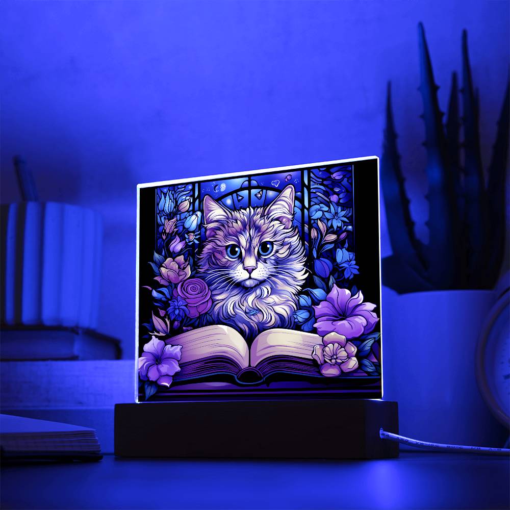 Cat Stained Glass Sqaure Acrylic 6