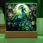 Peacock Stained Glass Sqaure Acrylic 2