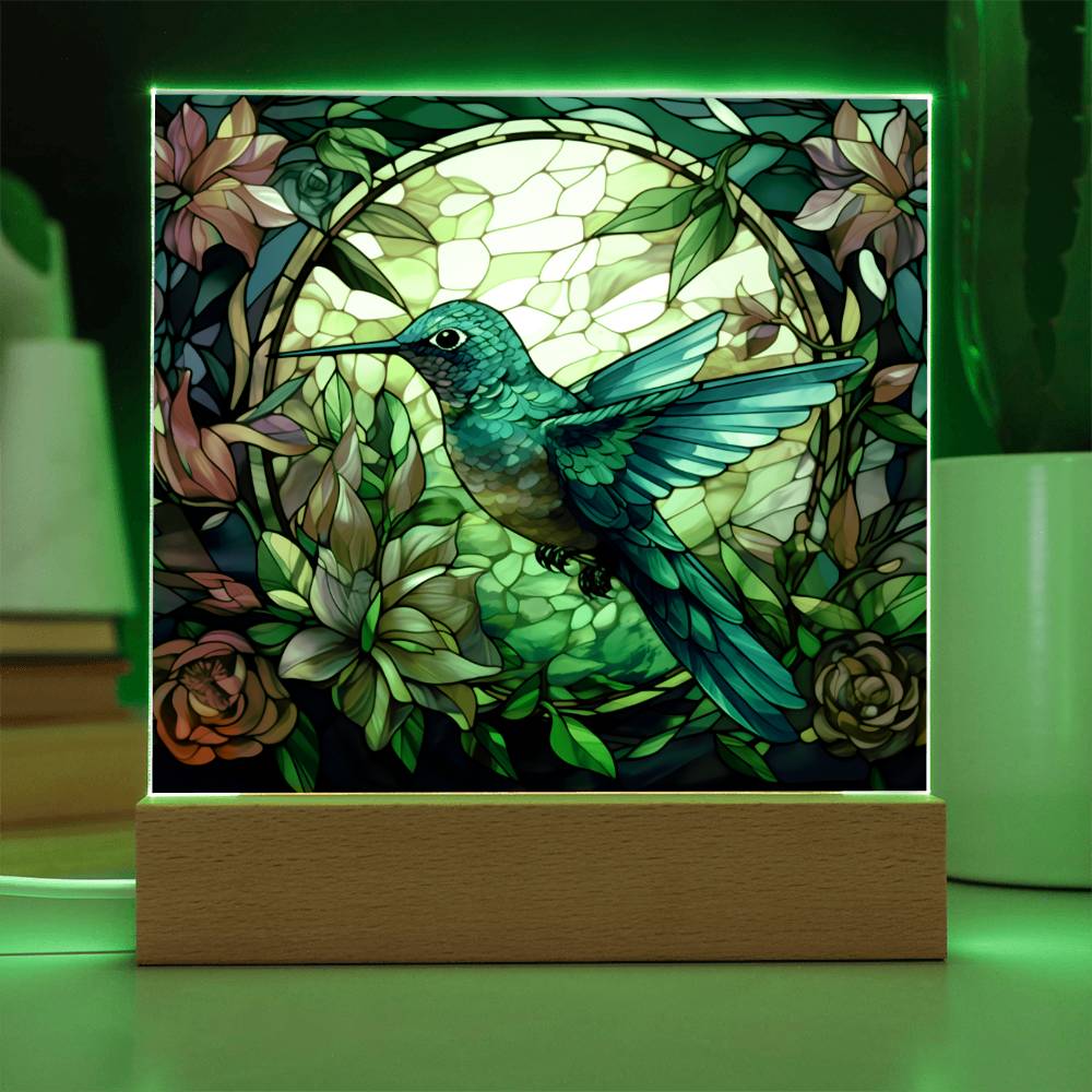 Hummingbird Stained Glass Sqaure Acrylic 2