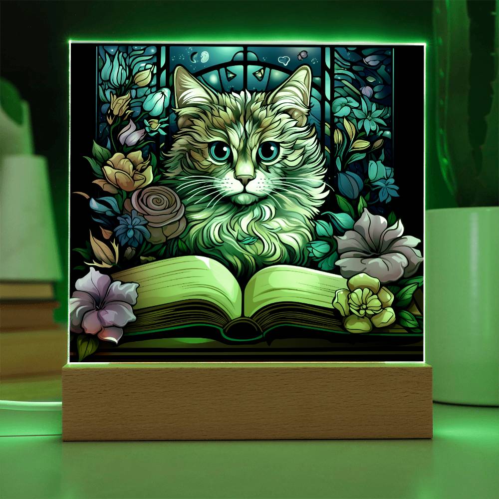 Cat Stained Glass Sqaure Acrylic 6