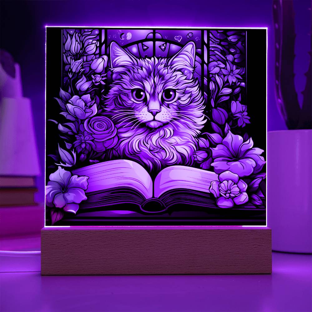 Cat Stained Glass Sqaure Acrylic 6