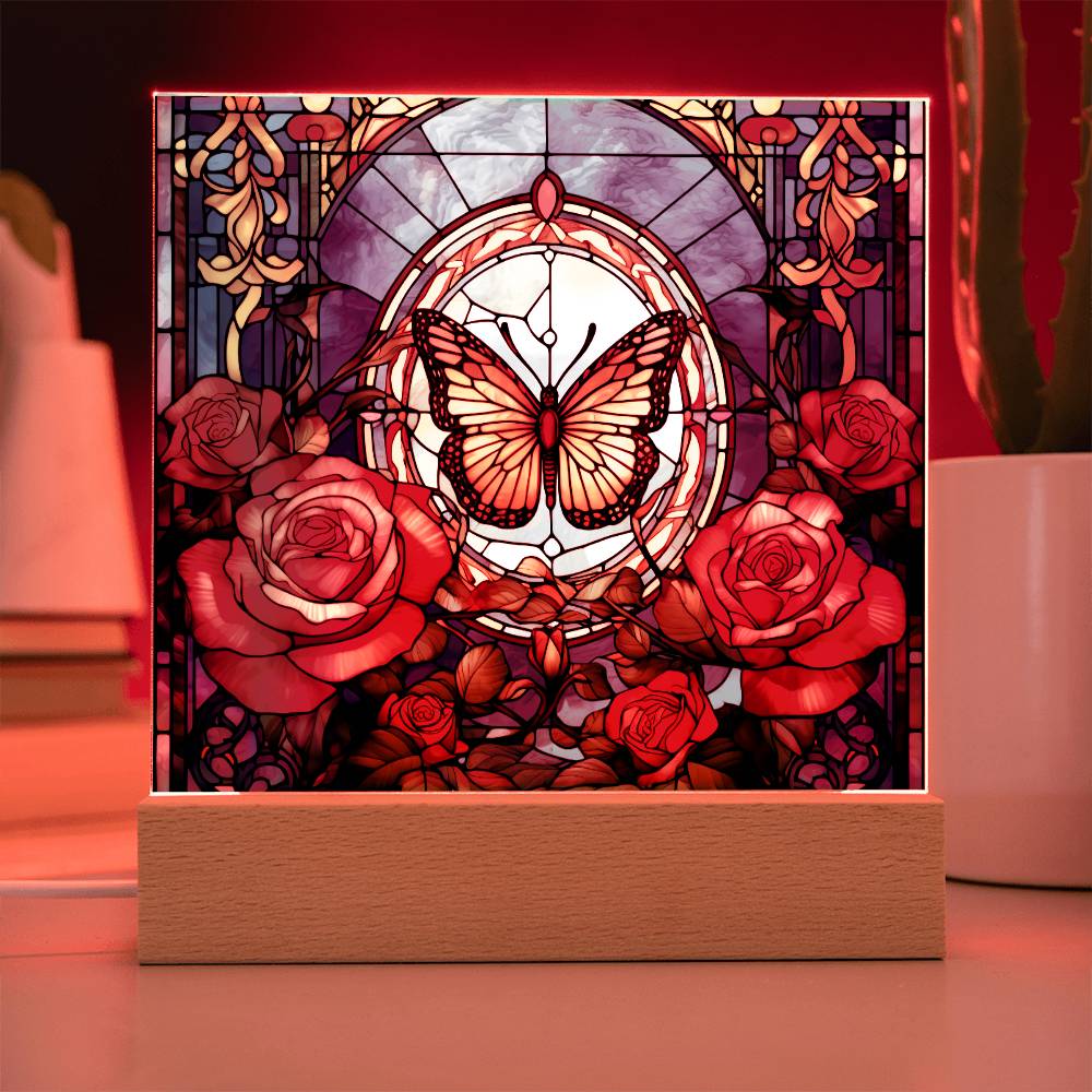 Butterfly Stained Glass Sqaure Acrylic 3
