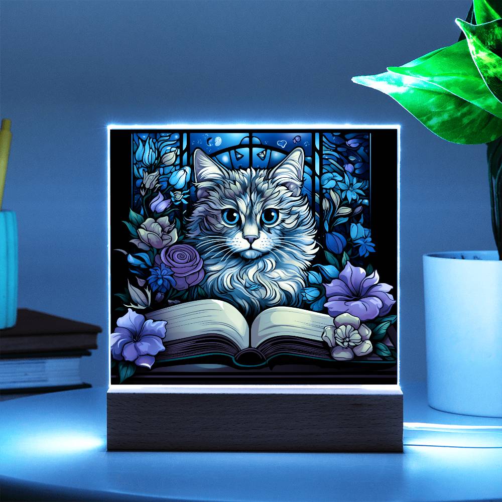 Cat Stained Glass Sqaure Acrylic 6