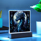 Colorful dnd Dragon Faux Stained Glass Acrylic Plaque Sqaure