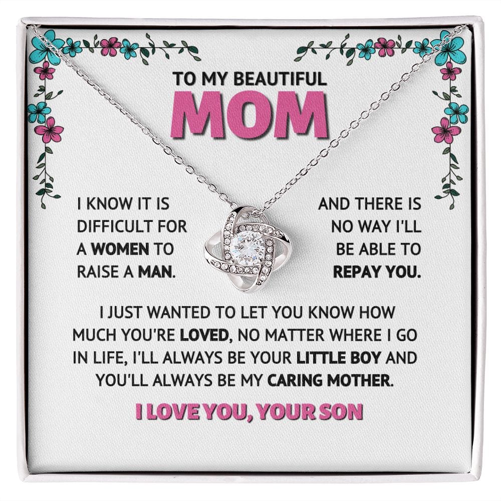 To My Mom - Your Little Boy - Love knot Necklace Gift