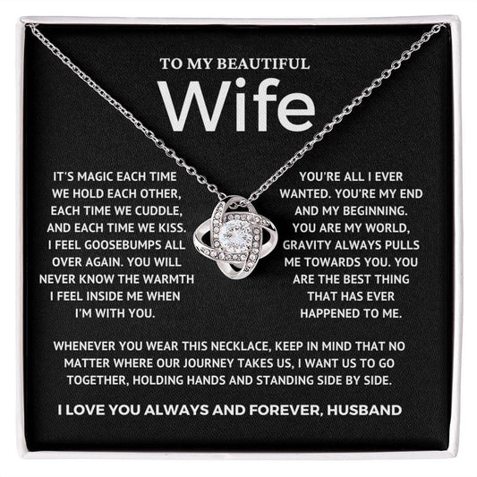 To My Wife - You are my world - love knot necklace
