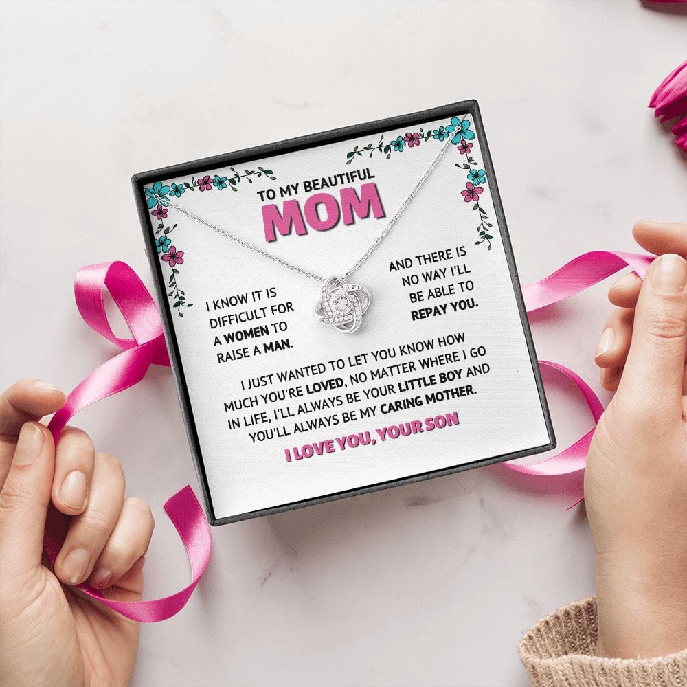 To My Mom - Your Little Boy - Love knot Necklace Gift
