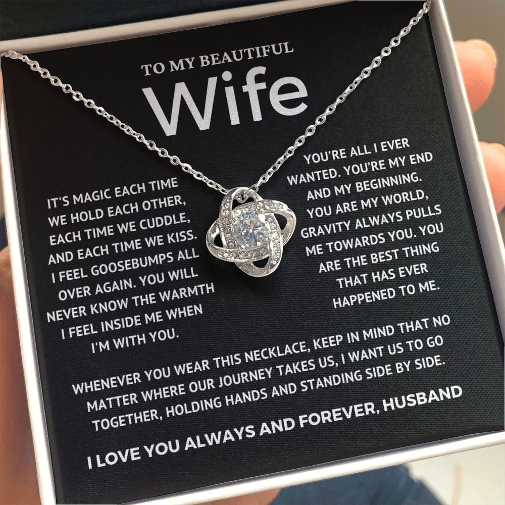 To My Wife - You are my world - love knot necklace