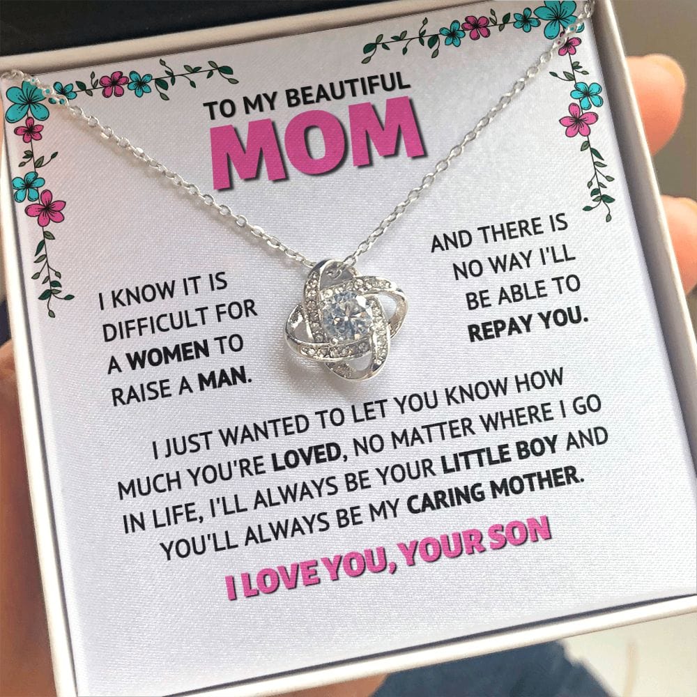 To My Mom - Your Little Boy - Love knot Necklace Gift