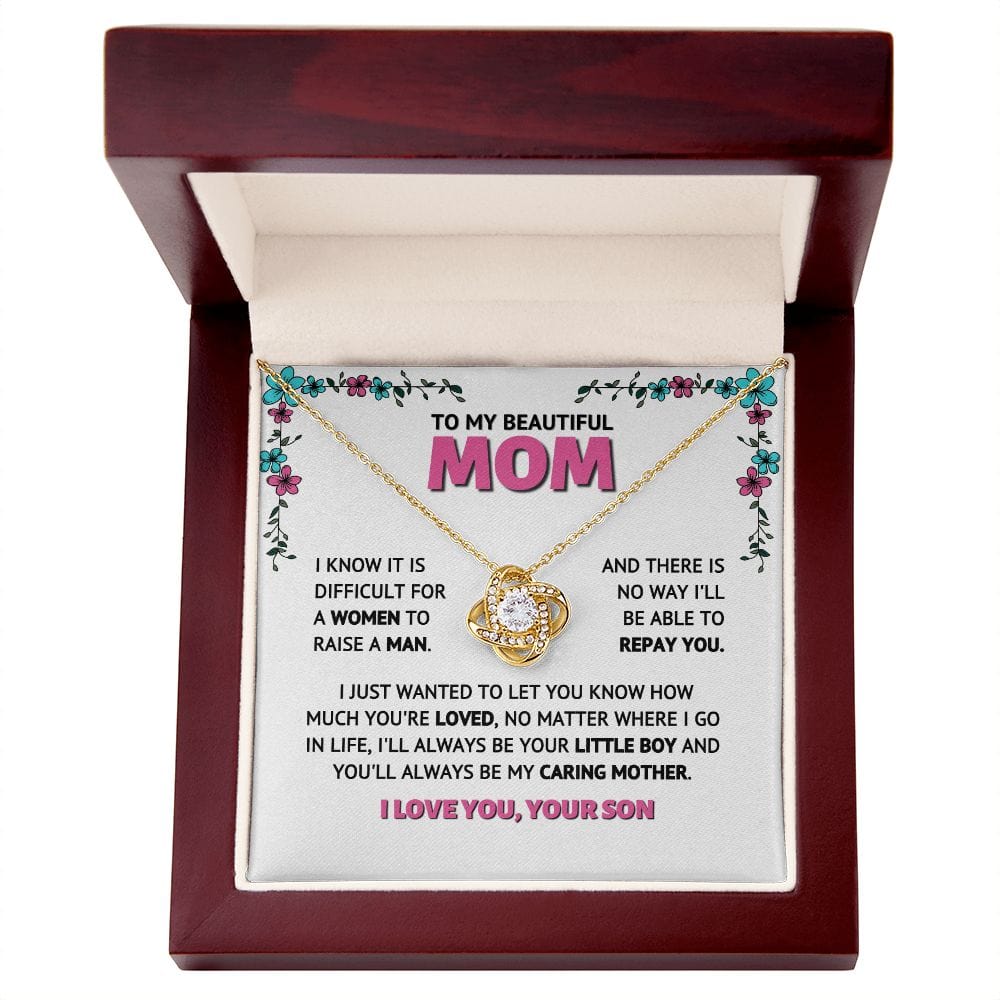 To My Mom - Your Little Boy - Love knot Necklace Gift