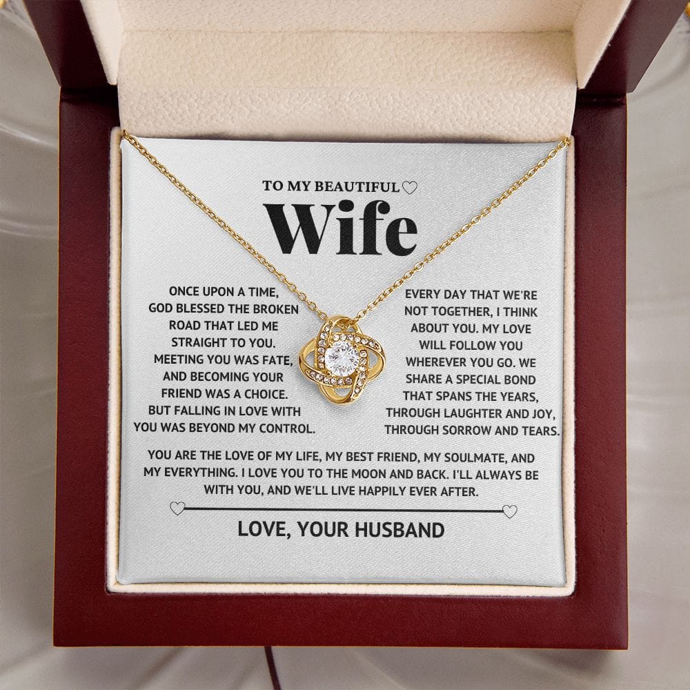 To My Beautiful Wife - Once Upon A Time - Love Knot Necklace