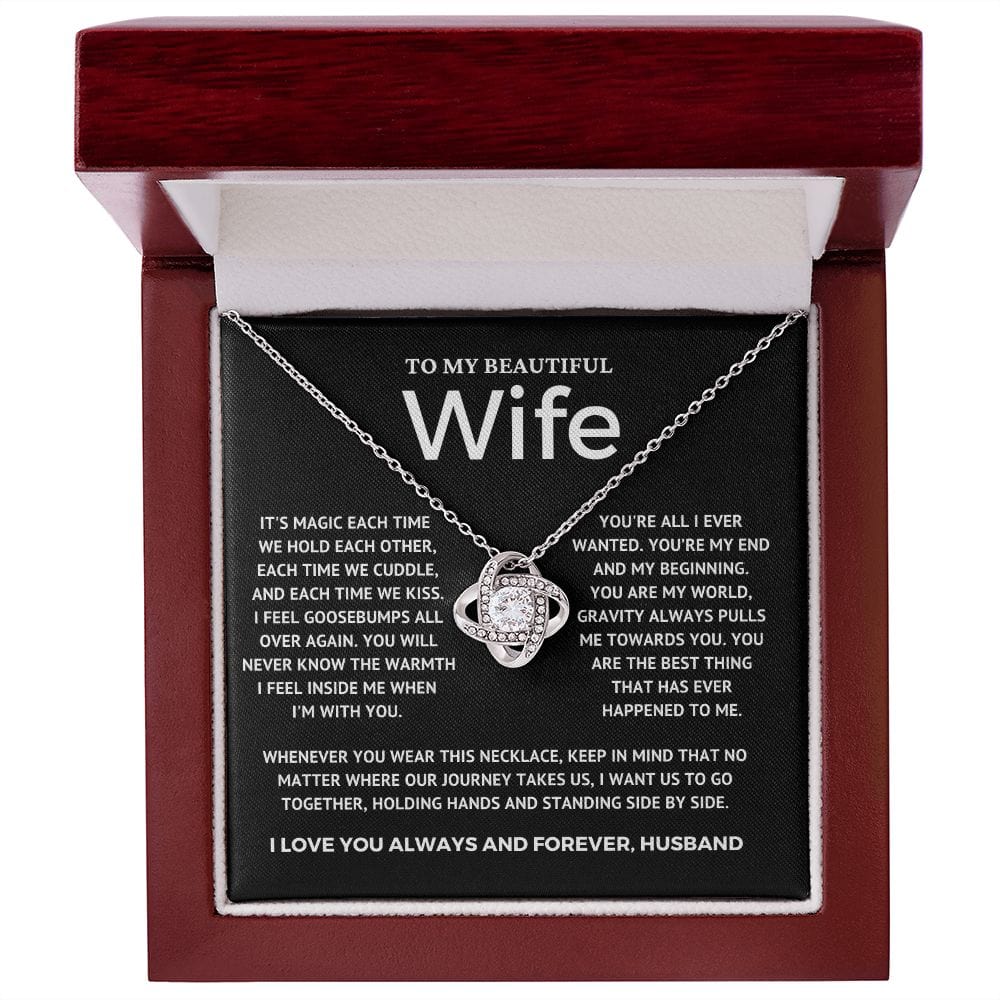 To My Wife - You are my world - love knot necklace