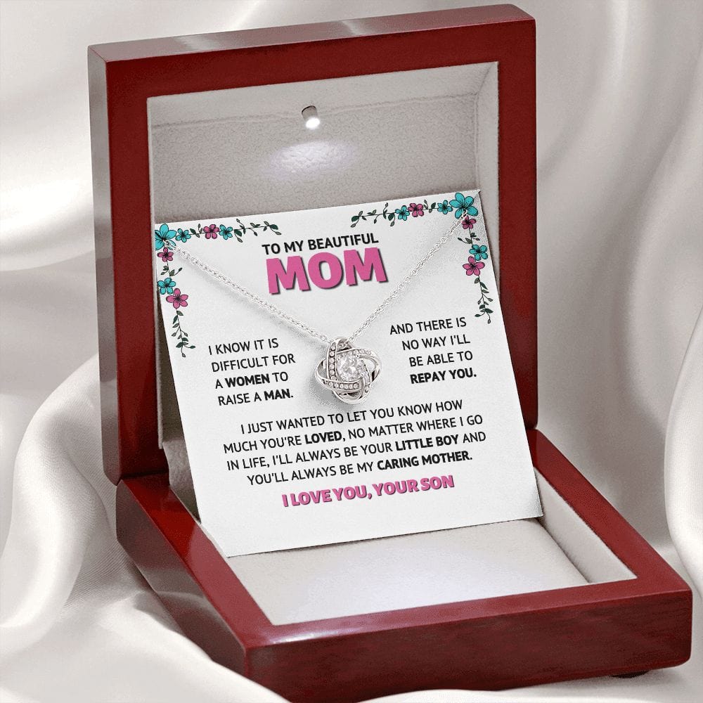To My Mom - Your Little Boy - Love knot Necklace Gift