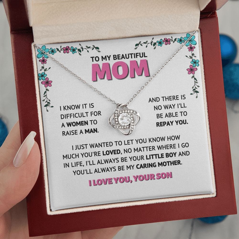 To My Mom - Your Little Boy - Love knot Necklace Gift