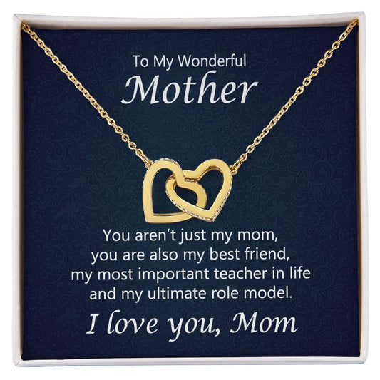 Daughter To Mom Interlocking Hearts Necklace