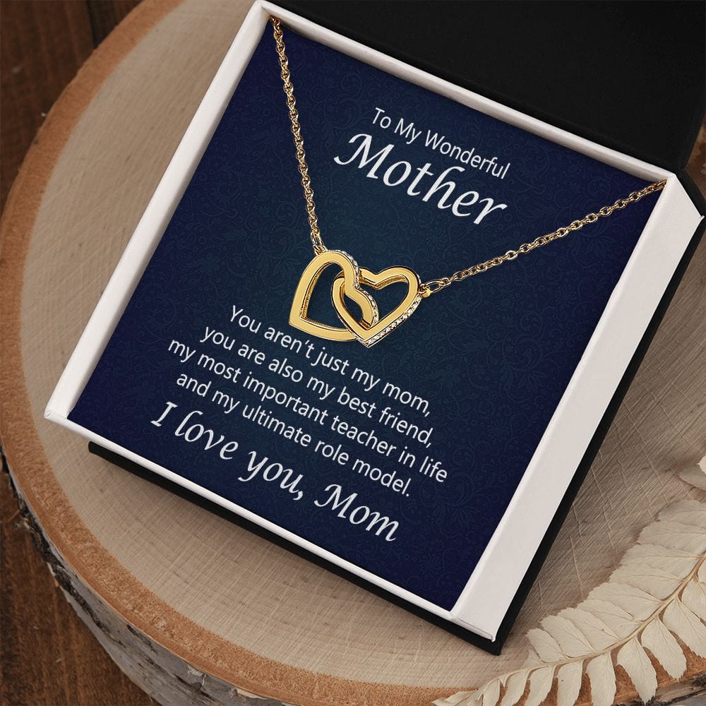 Daughter To Mom Interlocking Hearts Necklace