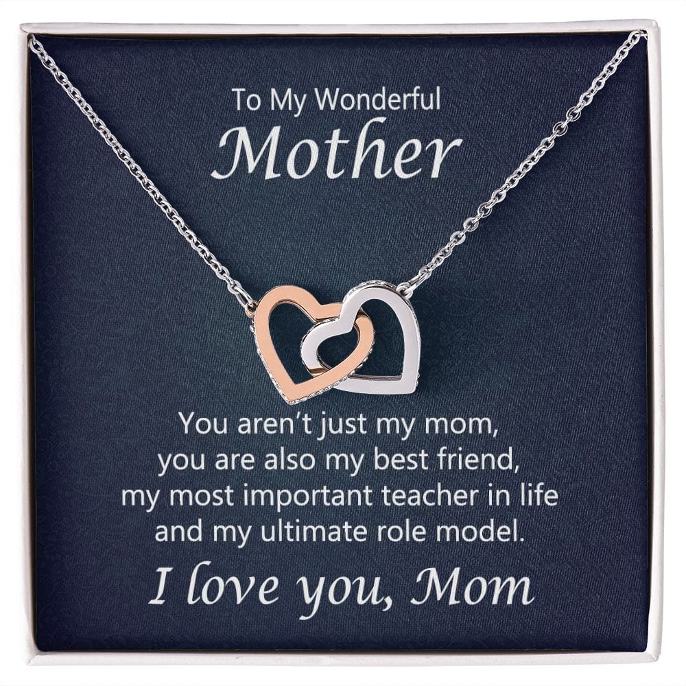 Daughter To Mom Interlocking Hearts Necklace