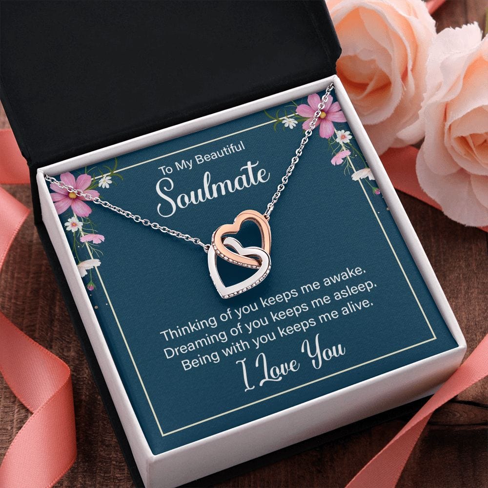 To My Soulmate- Interlocking Heart Necklace