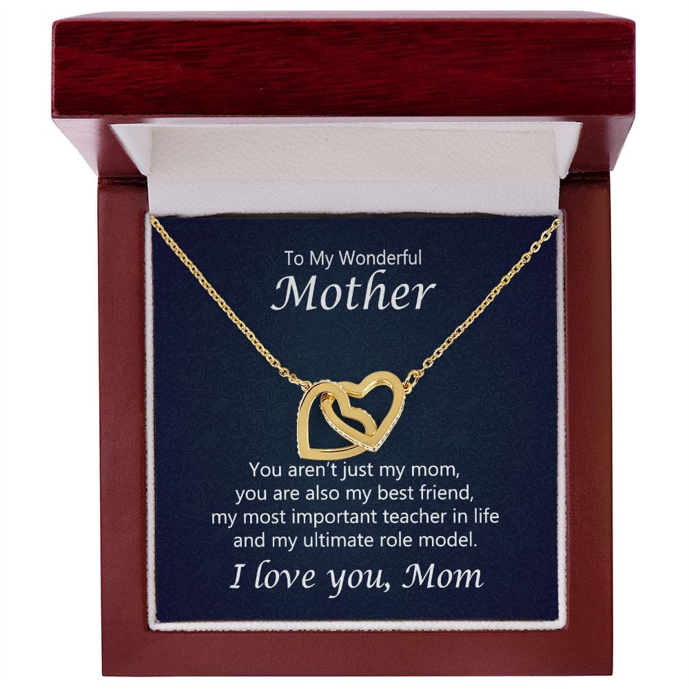 Daughter To Mom Interlocking Hearts Necklace