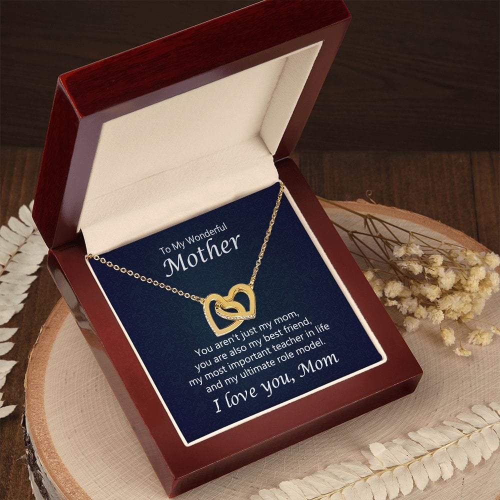 Daughter To Mom Interlocking Hearts Necklace
