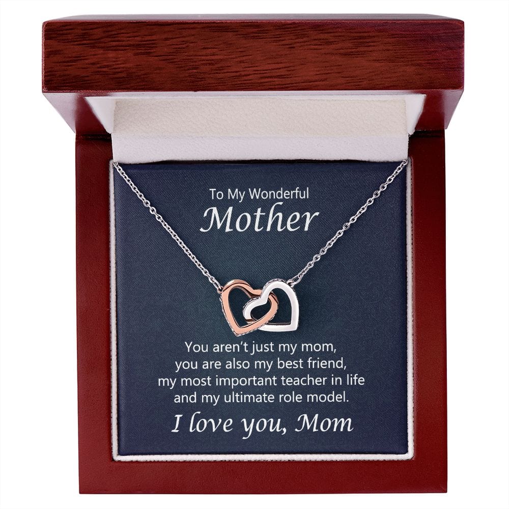 Daughter To Mom Interlocking Hearts Necklace