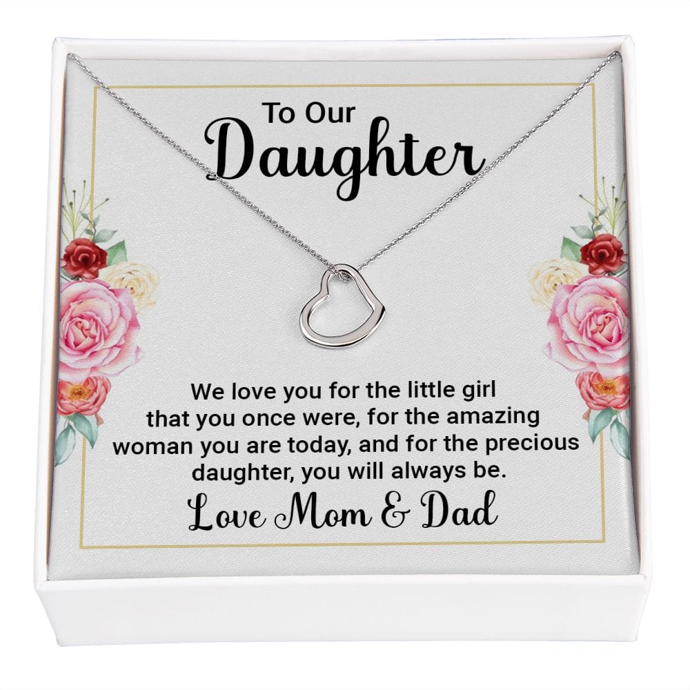 Dad & Mom To Daughter Delicate Heart Necklace
