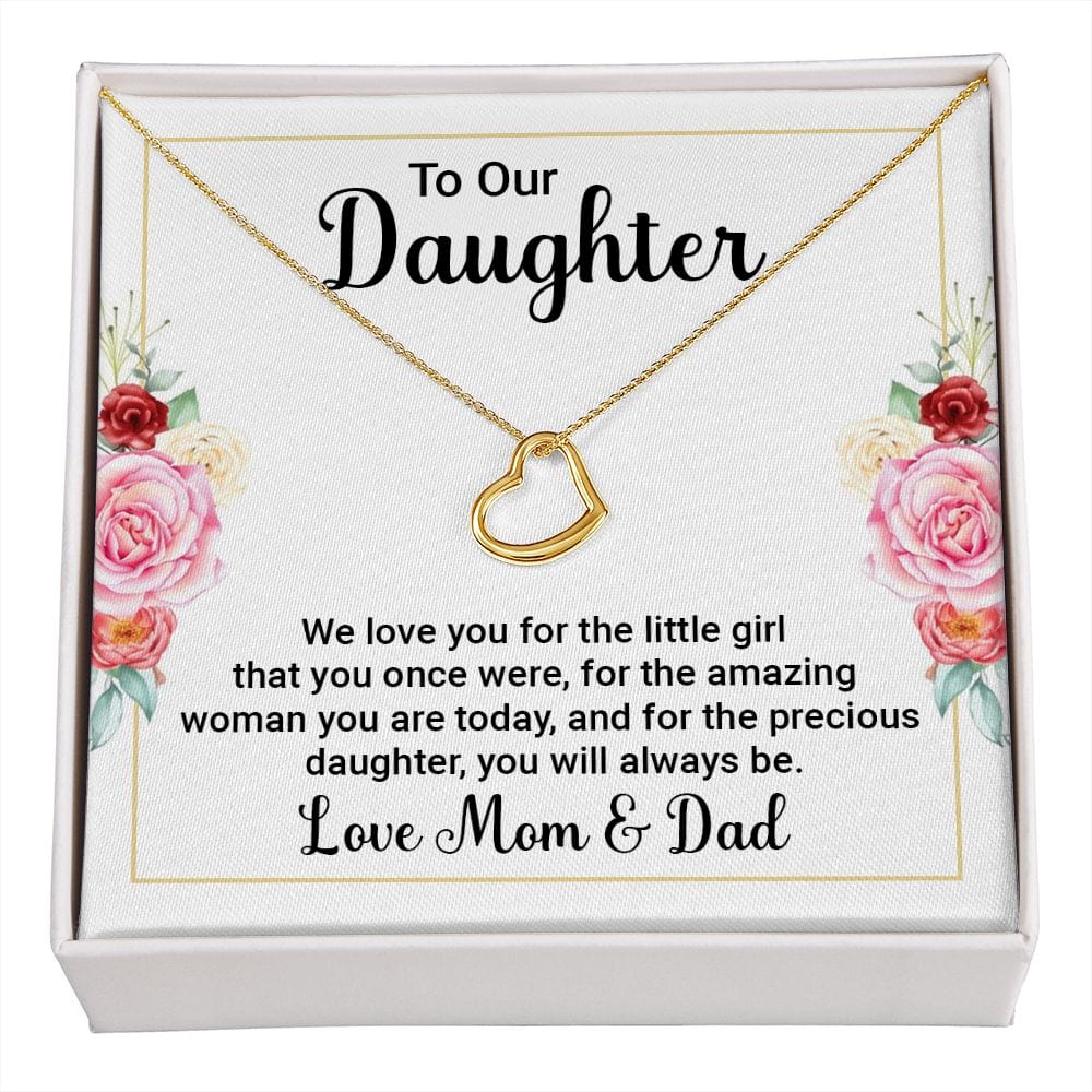 Dad & Mom To Daughter Delicate Heart Necklace