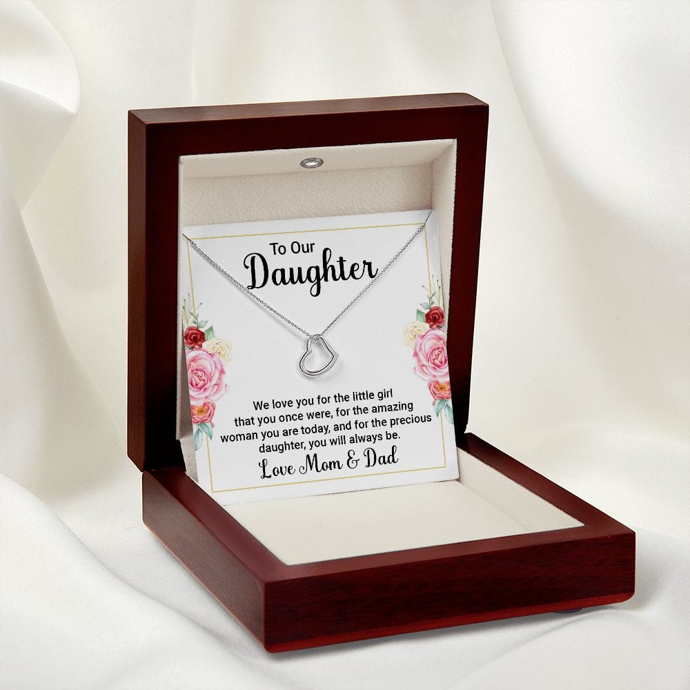 Dad & Mom To Daughter Delicate Heart Necklace