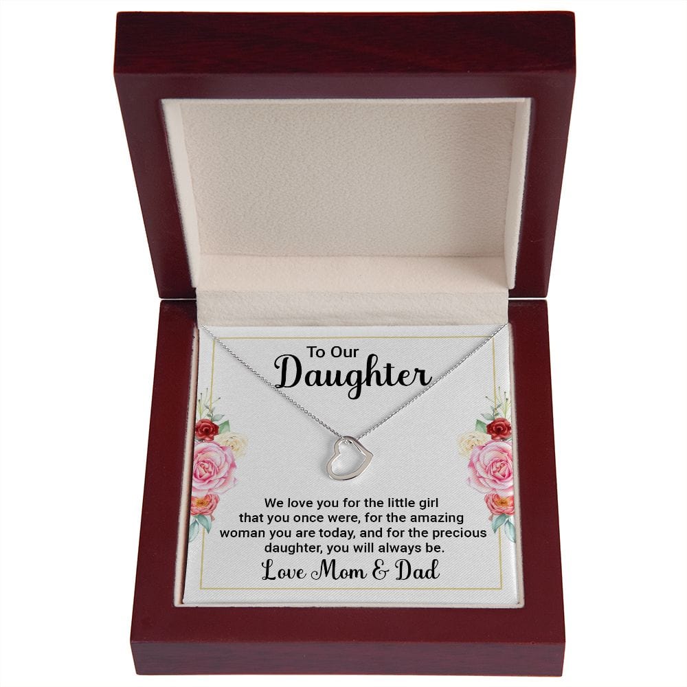 Dad & Mom To Daughter Delicate Heart Necklace