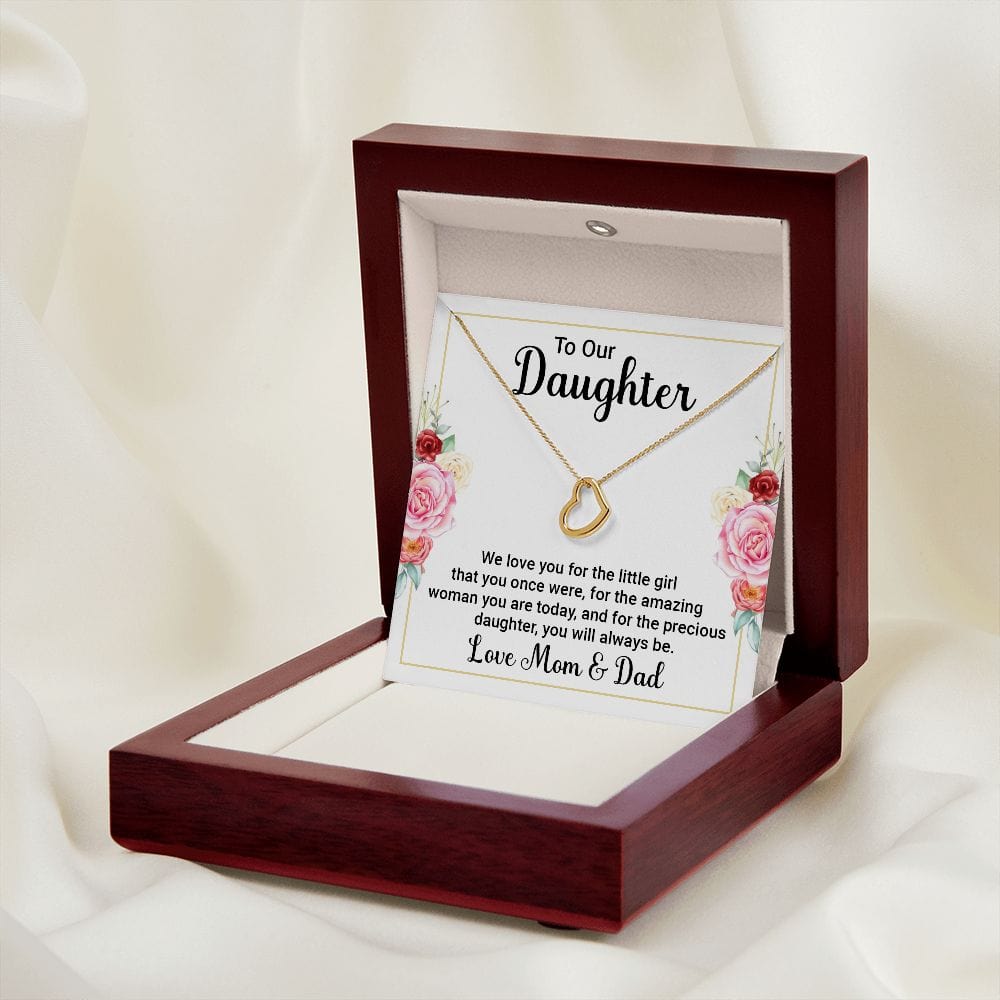 Dad & Mom To Daughter Delicate Heart Necklace